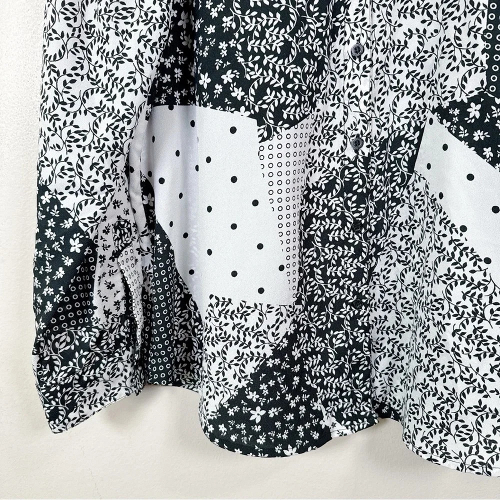Calvin Klein Womens Size Xlarge Patchwork Print Over Button Relaxed Shirt - Picture 7 of 13